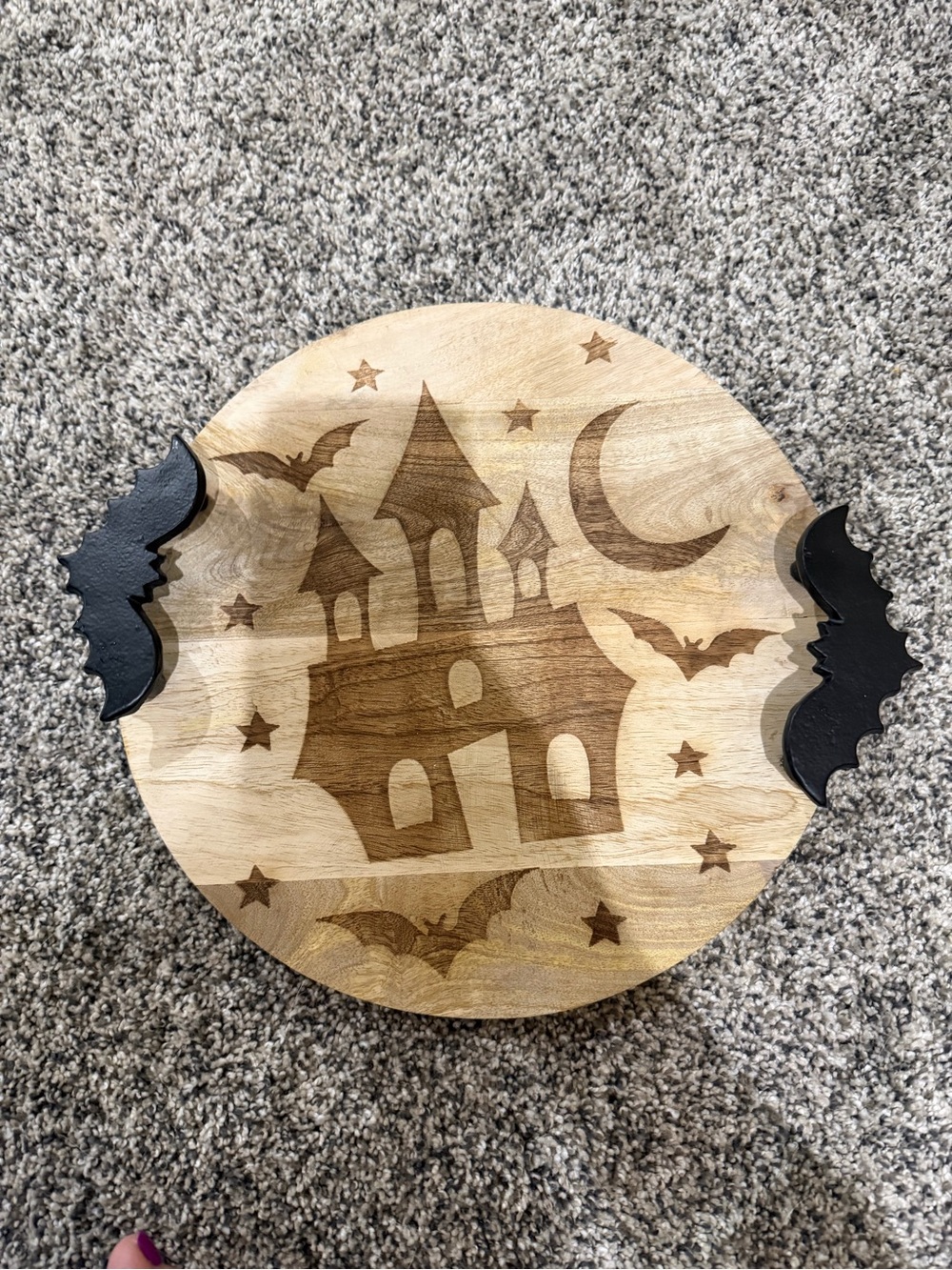 Haunted House Cutting Board With Bat Handles